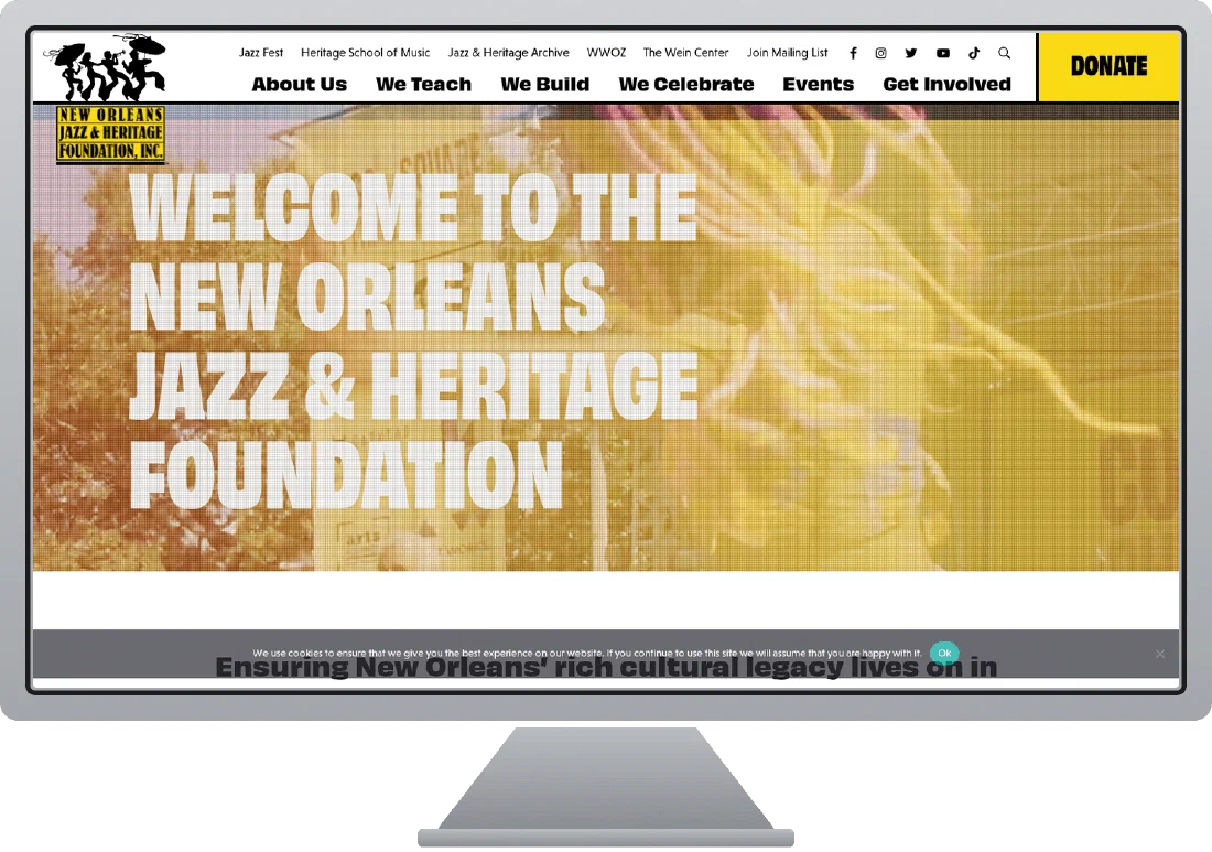New Orleans Jazz & Heritage Foundation website screenshot